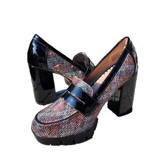 Betsey Johnson Adison Rhinestone Faux Patent Leather Loafers 7 - Picture 6 of 10